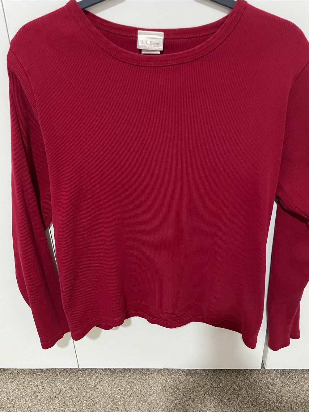 L.L. Bean Women's Long-Sleeve Rib Knit Top — Crimson Red Size Medium